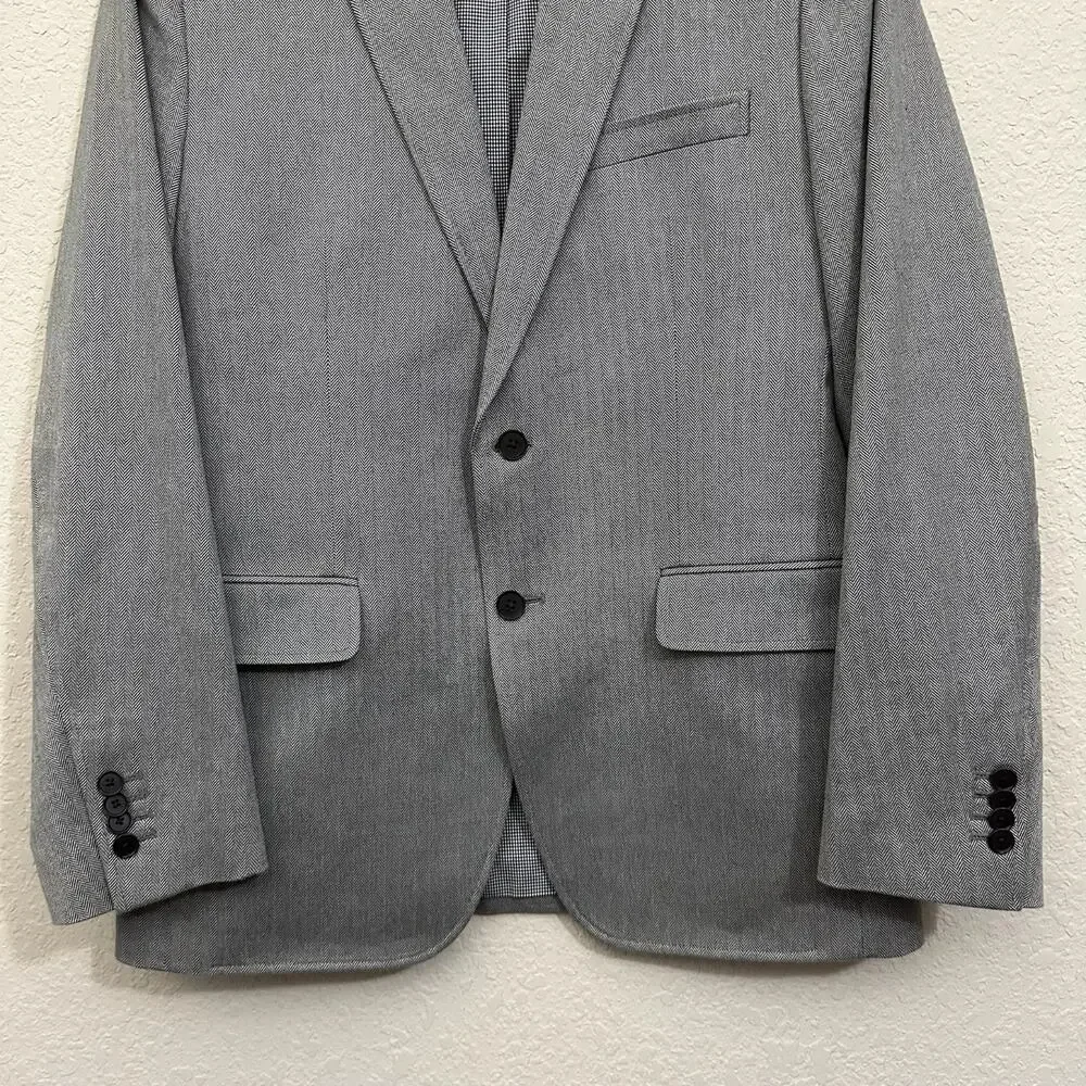 BANANA REPUBLIC Blazer Mens 40R Gray Herringbone Tailored Fit Preppy Business